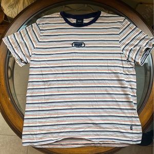 🍄HUF🍄- Navy/Orange/Cream Striped Tee-Size XL